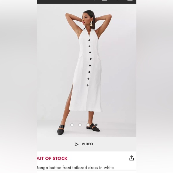 Mango button front tailored dress in white - Picture 4 of 7